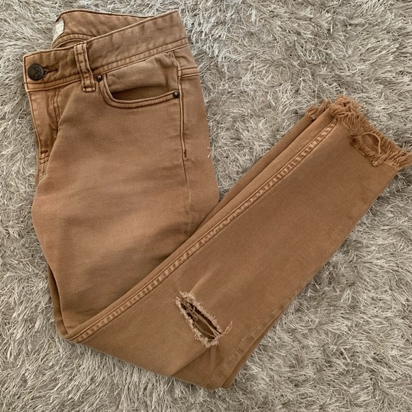 Free People Denim - Free People Frayed Skinny Jeans